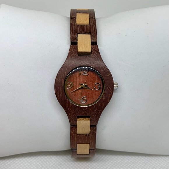 Vintage Coldwater Creek Wooden women Watch Japan movement 25mm running - Picture 1 of 6